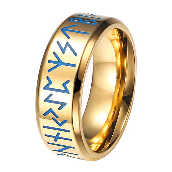 Mænd Titanium Stål Ring Graveret Guld Lysende Moderigtig Blank 18,2 mm Indvendig Diameter Ring