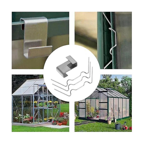 100 st Rostfria Växthus Glaspanel Clips Växthus W Tråd Clips Glasering Z Typ Clips-B5