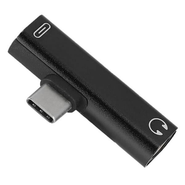 2 in 1 Type C - 3,5 mm:n kuulokeliitäntä USB-latausadapteri Monitoiminen muuntaja Musta