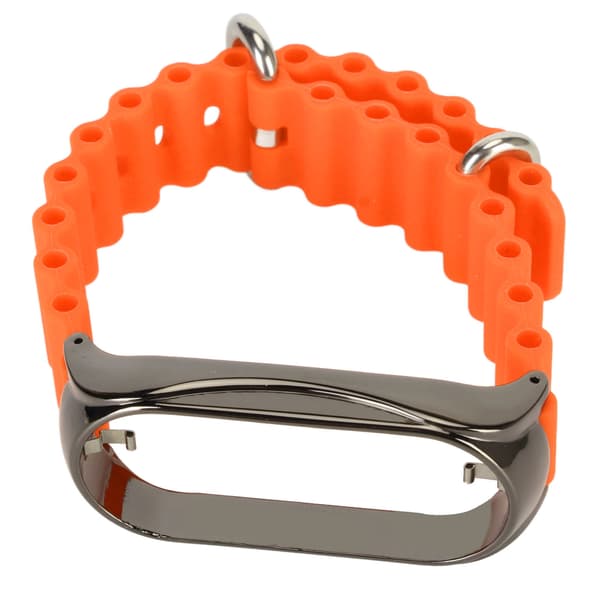 Silikone Urrem med Beskyttende Stødfanger i Rustfrit Stål, Tilbehør Passer til Mi Band 7 Orange
