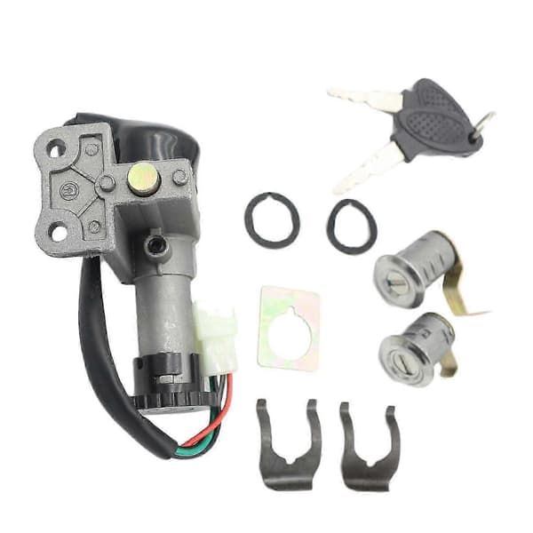 Ignition Switch Key Set for 50cc 150cc Scooter/Moped with Gy6 Engine Universal Motorcycle Svart Silver