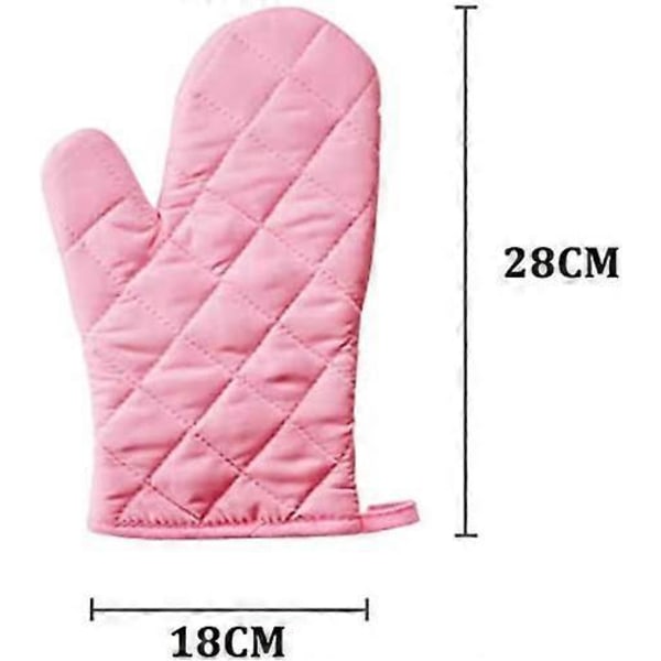 1 par värmebeständiga och förtjockande värmetåliga ugnshandskar (rosa)