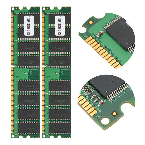 2 Stk Hukommelsesmodul Desktop Computer Dobbeltsidet 16Grain DDR 1GB 333MHZ PC&#8209;2700