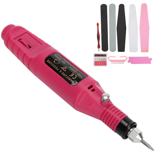 USB Nagelborrpenna Tåseparator Nagelfil Dammborste Nagelbandstrimmer Set