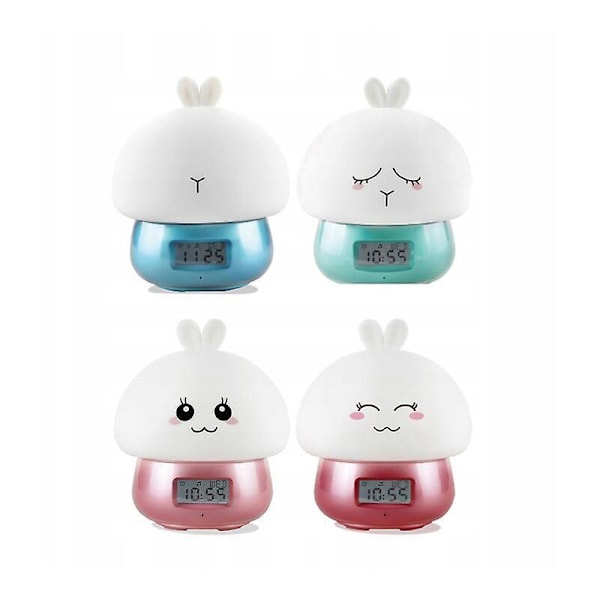Baby natlampe vækkeur sengelampe USB vækkeur silikone klap lys pink