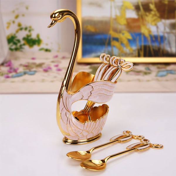 Elegant Swan kaffeskjesett - europeisk stil dekorativt servise gull Gold