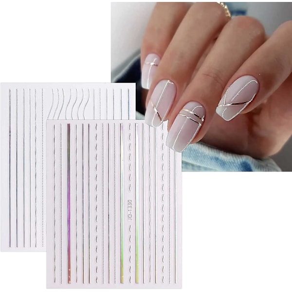 12 ark holografiska Aurora Nail Art Stickers Självhäftande Nageldekaler Manikyr