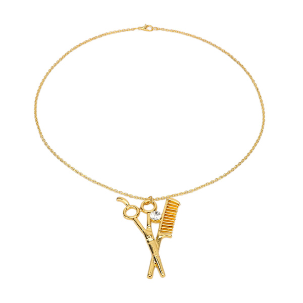 Saks og kam vedhæng halskæde legering saks kam ornamenter udsøgt frisør stylist vedhæng guld