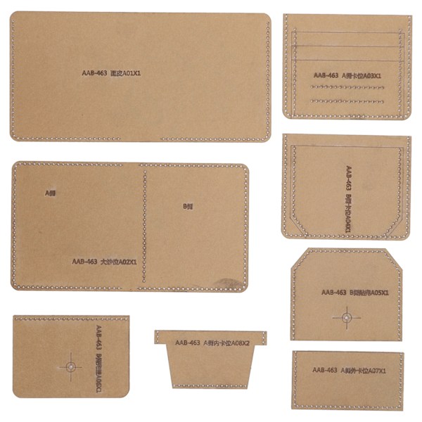 DIY Hantverk Akryl Mall Kort Plånbok Läder Mönster Design Mall Set (AAB‑463)
