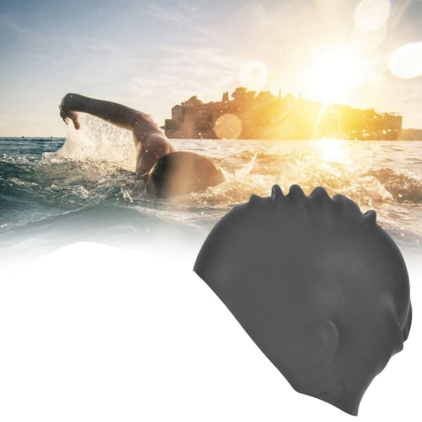 2kpl cap elastinen vedenpitävä silikoni urheiluuimahattu pitkille hiuksille naisten musta
