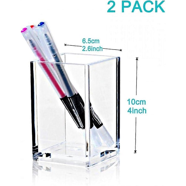 2-pack Klar Akryl Pennfodral, Modern Design för Skrivbordstillbehör_SZXM