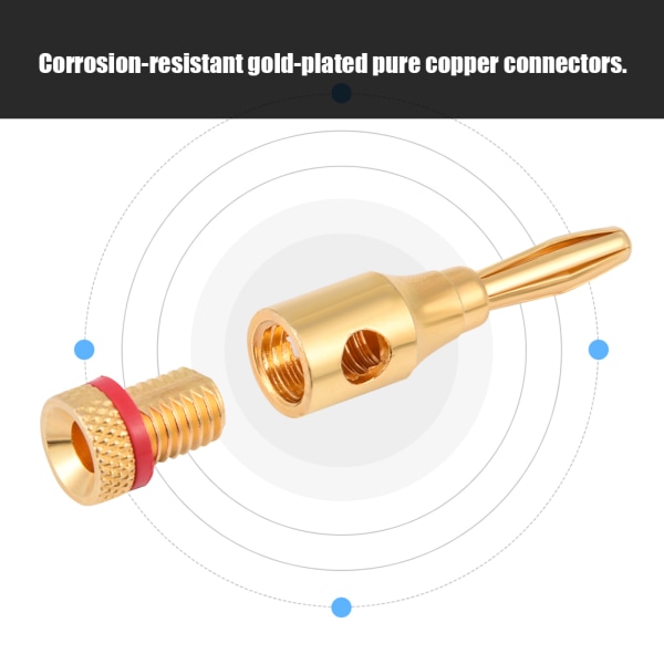 10 stk forgyldt højttaler Bananstik Wire Audio Connector Adapter