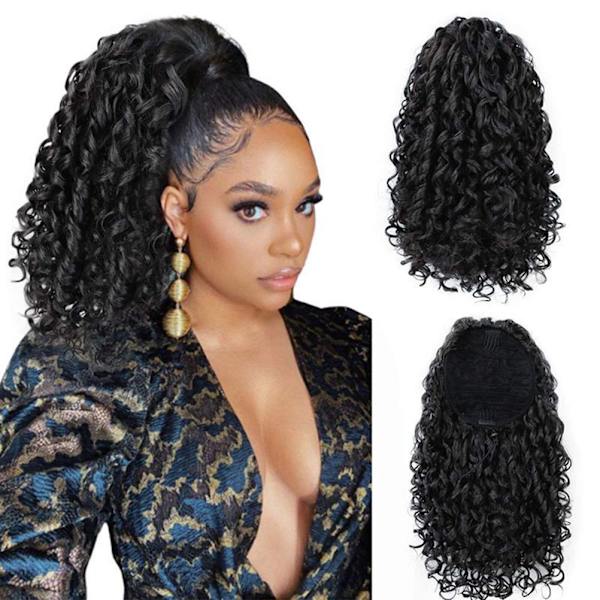 Curly Hestehale Extension Hestehale med snøring for svarte kvinner Syntetisk Curly Hestehale med snøring for kvinner
