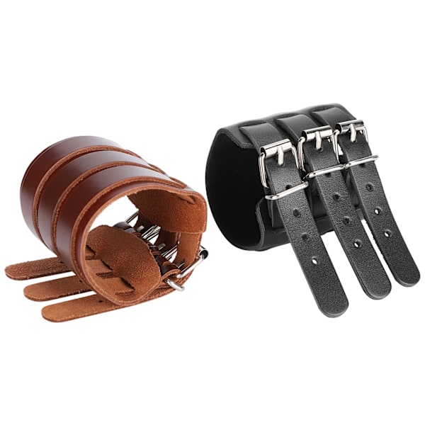 2 st Punk Armband Justerbara Konstläder Armband Manschett Armband Tillbehör