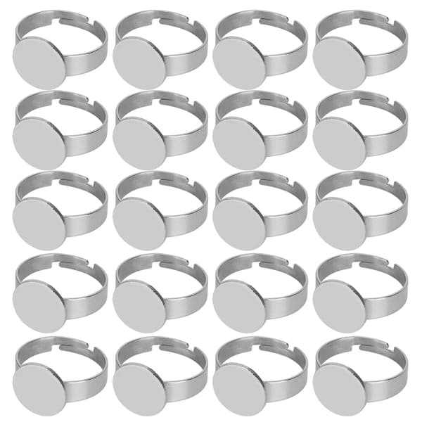 20 stk. flad ringbase justerbar rustfrit stål semifærdige DIY smykketilbehør 12 mm