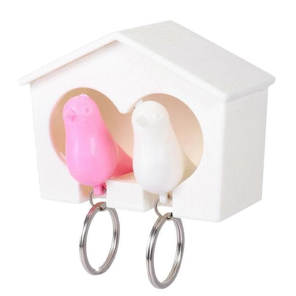 Home Decor Key Holder Birdhouse Shape Wall Mounted Keychain Holder For Couples 1 Set