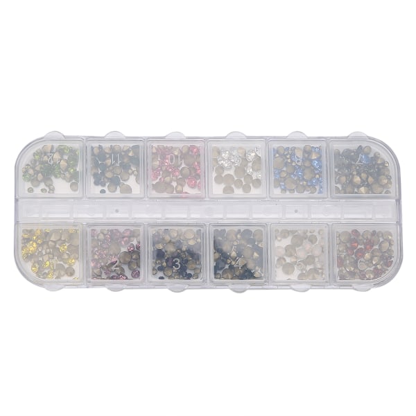 12 Grids Nail Art Rhinestones DIY Negle Decoration Glitter Rhinestones Manicure Tool