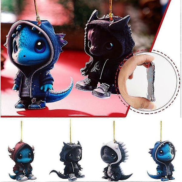 2D Söt Drakstaty Ornament Hänge Akryl Semesterhängen Bil Barn Hängen Dekoration Inredning Zekai
