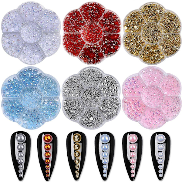 3D Neglekunstdekorasjoner, Sølv og Gullperler, Glitter Neglekunstdekorasjoner for Kvinner, DIY Smykketilbehør, Sko og Vesker red06