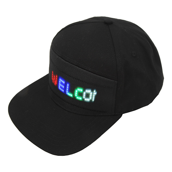LED-kasket programmerbar Bluetooth APP-styring redigerbar farverig LED-hat til udendørs koncert karneval sort