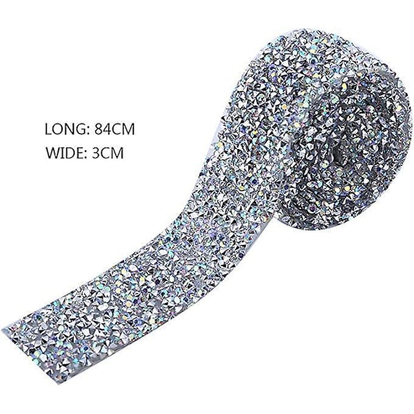 3cm Bredd Glittrande Lim-Back Crystal Rhinestone DIY Hantverk Diamant Bling Mesh Roll Sparkle Band för Bröllopsdekoration Tillbehör