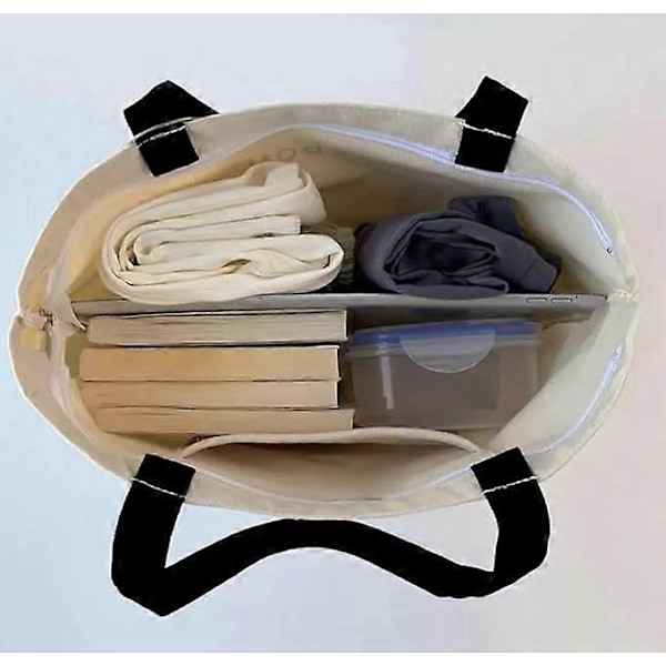 Canvas Tote søt veske for kvinner, Trendy & Gjenbrukbare bomullsvesker, B Stil