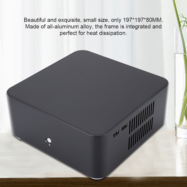 Mini ITX computerkabinet i aluminiumslegering HTPC-kabinet Mini PC-computerkabinet (L80 Sort USB2.0)