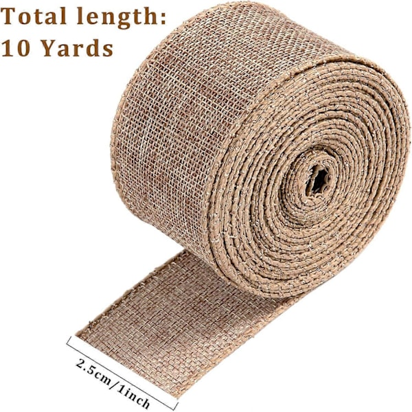 3 ruller kantbånd med ståltråd 30 yards x 1 tomme naturligt jutebånd vintagebånd rustikt bondegårds-håndværksbånd