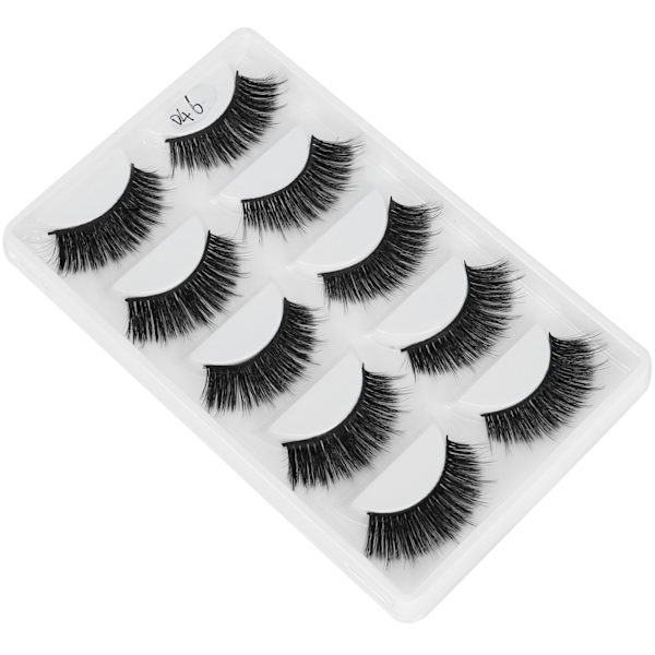 5 par tykke, tette falske vipper Tredimensjonale lange krøllede falske øyevipper Makeup Tool(D46)