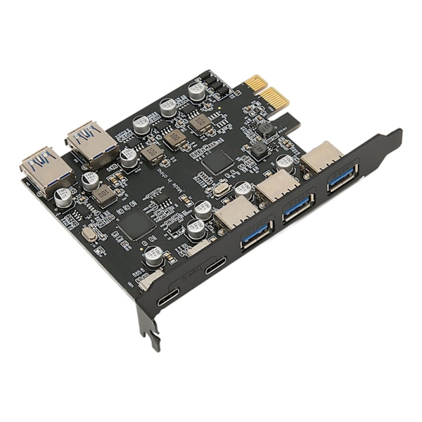 PCI E til USB-udvidelseskort 7 porte 5 Gbps USB PCI Express-kort med 2 USB 3.0-porte på bagsiden til Windows Xp til OS X til Linux