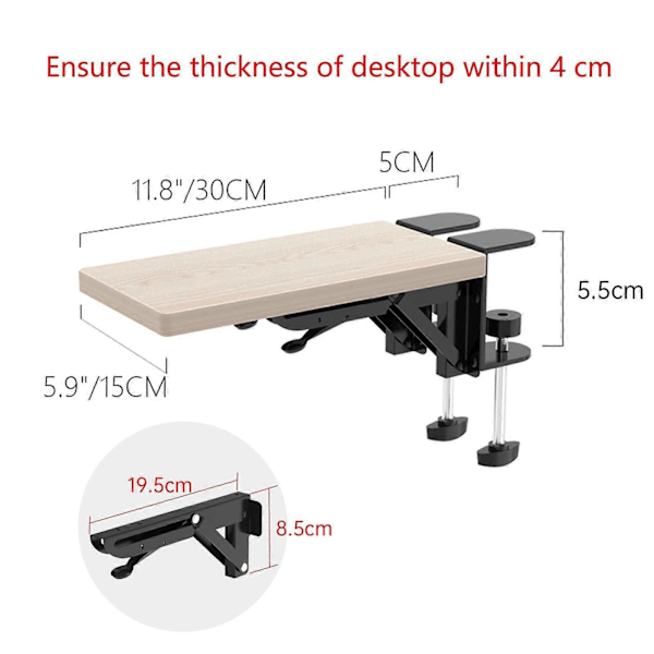 Ergonomisk Skrivebordsforlængerbakke, 30 x 15 cm, Punch-Free (Ahorn)