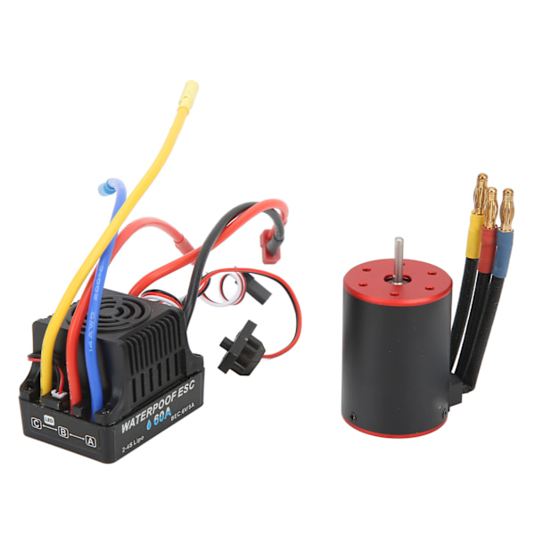RC Vandtæt Børsteløs 60A ESC Kit med 3650 3100KV Motor Programmeringskort 4mm Bananstik til 1/8 1/10 RC Bil