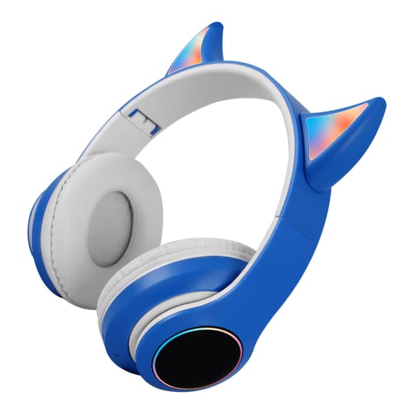 Vikbara Bluetooth-hörlurar HiFi Glödande Effekt Lätt Bekväm Söt Trådlöst Headset Blå