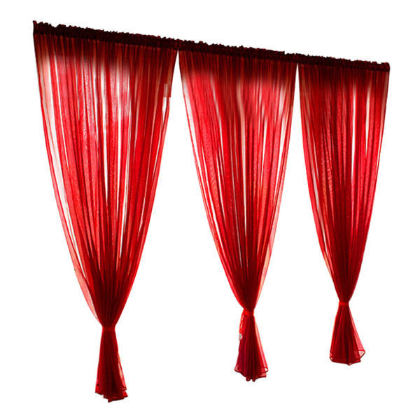 Enkel stil polyester fönster voile tyll gardin genomskinliga paneler sovrum vardagsrumsdekor röd 1x2,7m