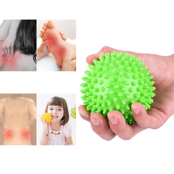 Slitstark Plast Massage Roller Body Spiky Balls Fitness Finger Relax Tool Grön 9cm