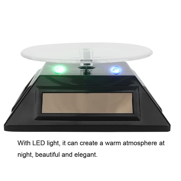 LED Lys Roterende Solenergi Smykker Klokke Telefon Display Sminkeholder Stativ