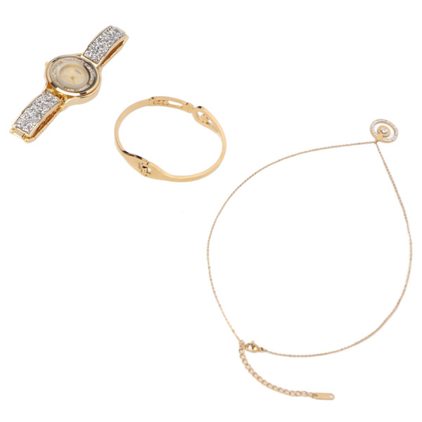 Watch för kvinnor Set vattentät gyllene watch Armband och halsband Set för bröllop Högtider Födelsedagar