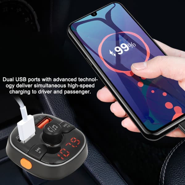 Bil Bluetooth Radio FM Transmitter Adapter Mp3 Afspiller Håndfri understøttelse af QC3.0 Oplader