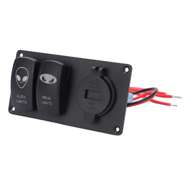 Bil Dual Switch Kombinasjonspanel Bærbart Vippebryterpanel for Bil Båter Bobiler 12/24V