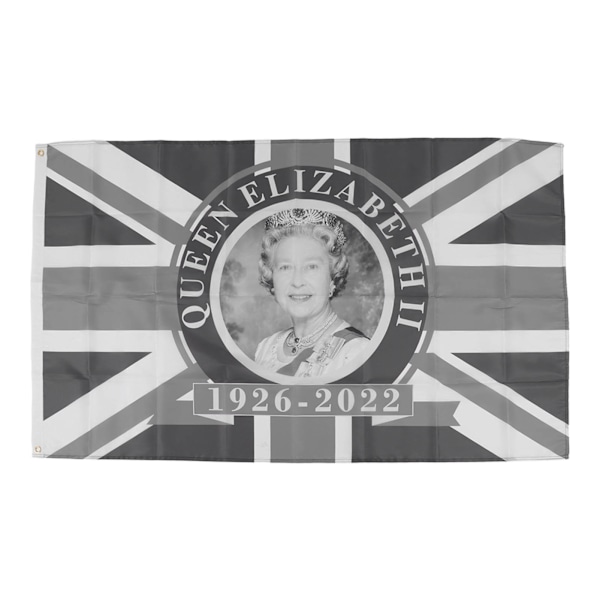 Elizabeth Mindeflag UV-bestandig sort-hvid polyester dronningminde flag til altan have QZ2006