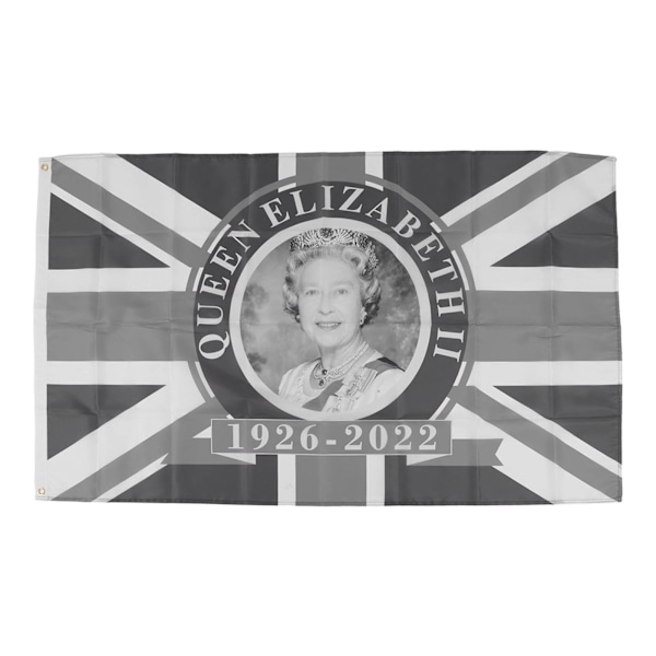 Elizabeth minnesmerke flagg UV-bestandig svart-hvitt polyester dronning minnesmerke flagg for balkong hage QZ2006