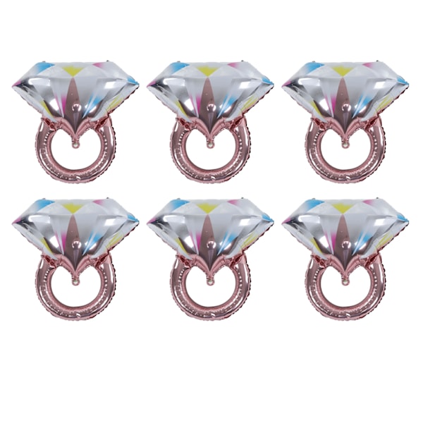 6 stk diamantringballon aluminiumsfolie sfæriske diamantringballoner Brudebad Bryllupsforlovelse Dekorative balloner rosa guld