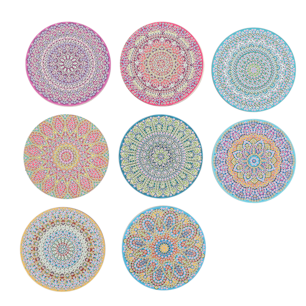 Rhinestone Maleri Coasters med Holder Smukke Praktiske DIY Mandala Coasters Rhinestone Maleri Kits til Voksne Børn AA1060