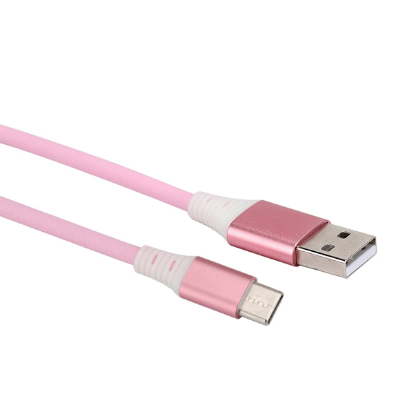 2 stk. TPE aluminiumslegering datakabel med LED-belysning til telefoner med Type C-interface (pink)