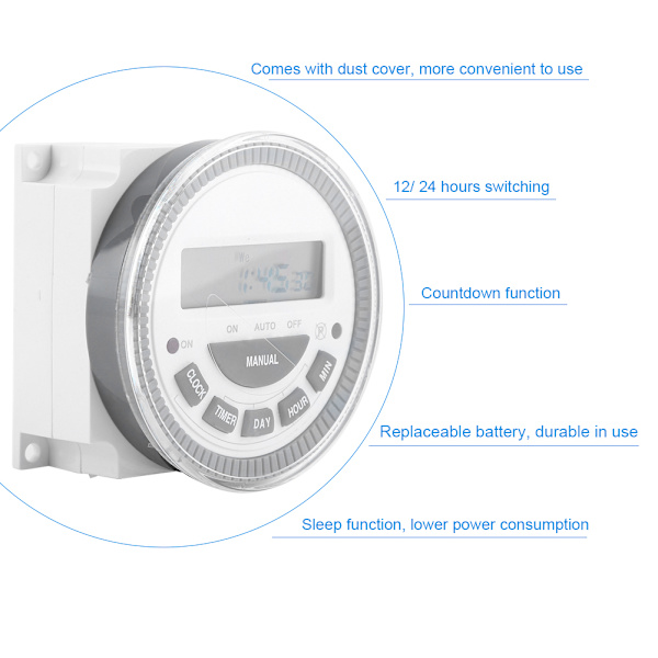 16A 7 Dagars Veckovis Programmerbar Digital Timer Tidsrelä Switch Utgång (220V 16A TM-619H-2)