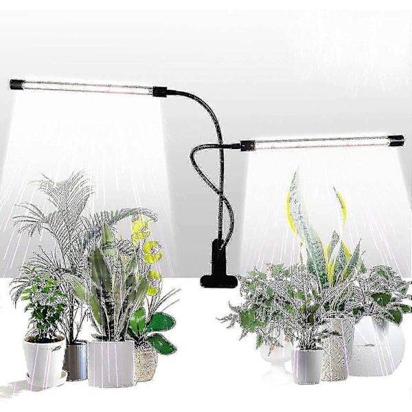 Kasvivalo, auringonvalkoinen 50W 84 LED Kaksoispää Kiinnitettävät Kasvivalot, 4/8/12h Ajastin 5 Himmennystasoa