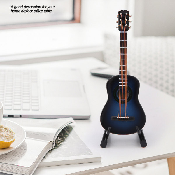 Miniatyr tregitarmodellskjerm Minimusikalsk ornamenter Håndverksinnredning (blå 10 cm) 10cm