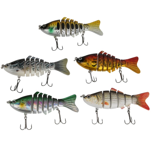 5 stk. 10 cm Multi Sektioner Kunstig Fiske Lure Bait Havfiskeri Grej Synkende Wobblere med Krog