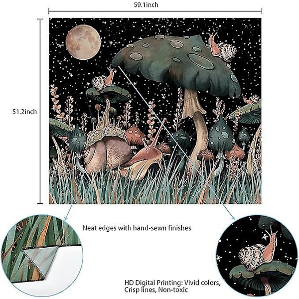 Svamp Gobeläng Måne och Stjärnor Gobeläng Snigel Gobeläng Växt och Löv Gobeläng Rum Väggbonad (130 x 150 cm)