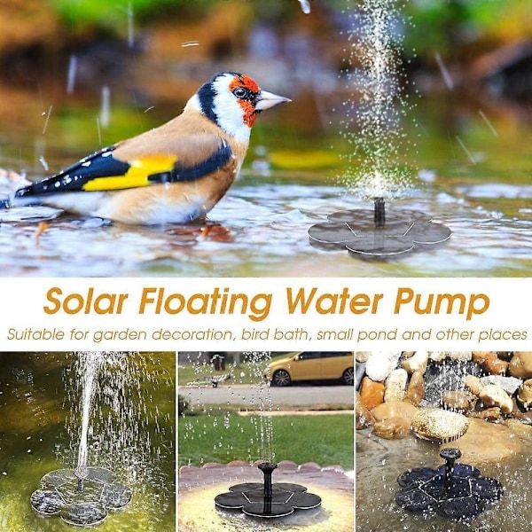 Solcellsdriven fontän, solcellsdriven dammpump Utomhus vattenpump Trädgård solcellspump med 1,4W monokristallin solcell